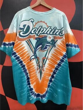 Miami Dolphins tie dye liquid blue 90s xxl 28x31 vintage NFL